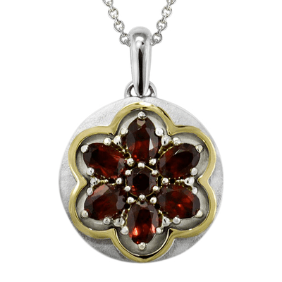 Garnet Gold Flower Cremation Pendant